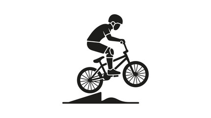 Obraz premium BMX Rider Silhouette Jumping on Ramp with Protective Gear