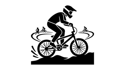 Obraz premium BMX Rider Silhouette on Dirt Track, Action Sport, Cycling