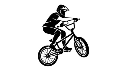 Fototapeta premium BMX Rider Silhouette on Bicycle Performing Stunt, Extreme Sports Icon
