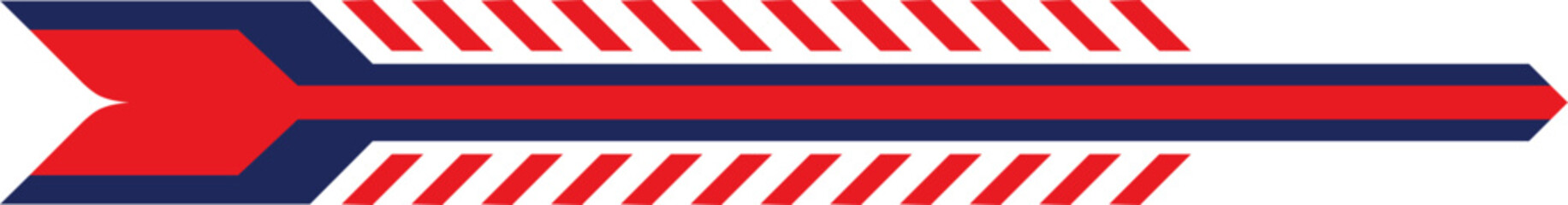 Naklejka premium Red and navy blue racing stripe decal, Vector arrow graphic for car wrap, Dynamic speed lines vehicle sticker