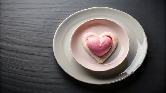 A delicate handpainted ice cream heart adorns a dainty white porcelain plate against a sleek ebony backdrop exuding refinement and affection

tag 1 vi