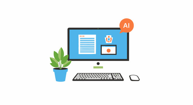 Modern Workspace with Artificial Intelligence Technology