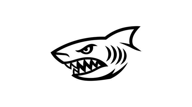 Fierce Shark Head Logo Icon, Aggressive Marine Predator Illustration
