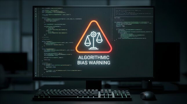 Bias Warning Symbol Displayed on Computer Screen with Code