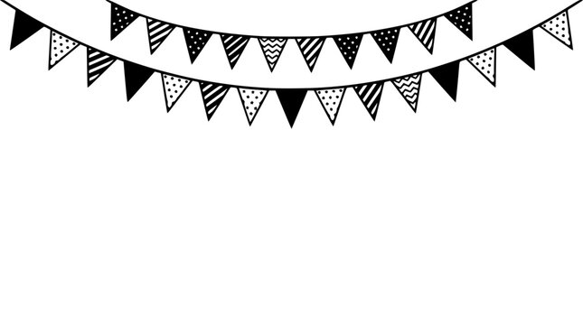 Black and White Triangle Bunting Flags Garland Decoration