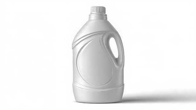 Empty white plastic detergent bottle isolated on white background.