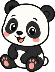 Cute Baby Panda Cartoon Character Vector Illustration © DumbCasso