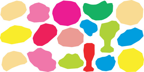 A vibrant collection of colorful abstract shapes and blobs on a white background, suggesting creativity and fun. © Riki