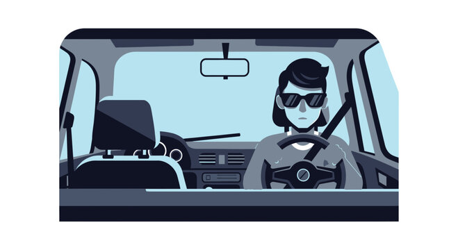 Person Driving a Car Wearing Sunglasses