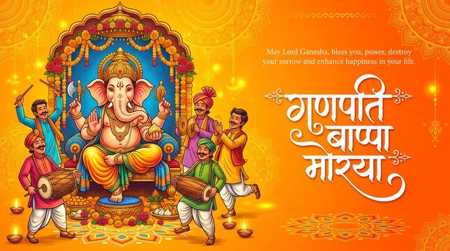 Lord Ganesha , Ganesh festival illustration of Lord Ganpati background for Ganesh Chaturthi festival of India