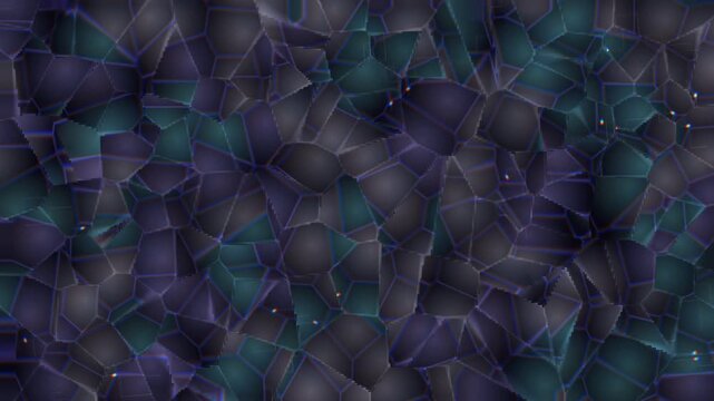 Abstract dark purple and teal crystal texture background with geometric mineral shapes