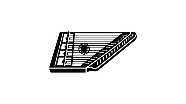 Hammered Dulcimer Silhouette Icon, Traditional Stringed Musical Instrument