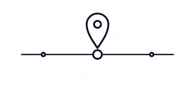 Animated map pin icon pulsing on a timeline for location tracking