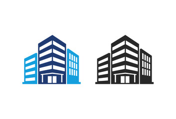 Obraz premium Modern Office Building Icons in Blue and Black.