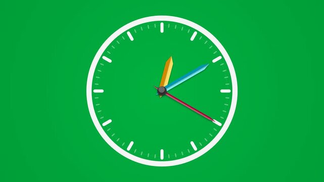 Analog Clock Animation Green Screen - Time Countdown Timer