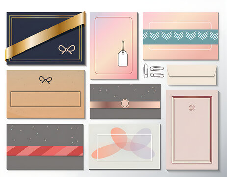 Luxury Stationery Branding Mockup Set with Elegant Gift Card, Envelope, Business Card and Packaging Template Collection