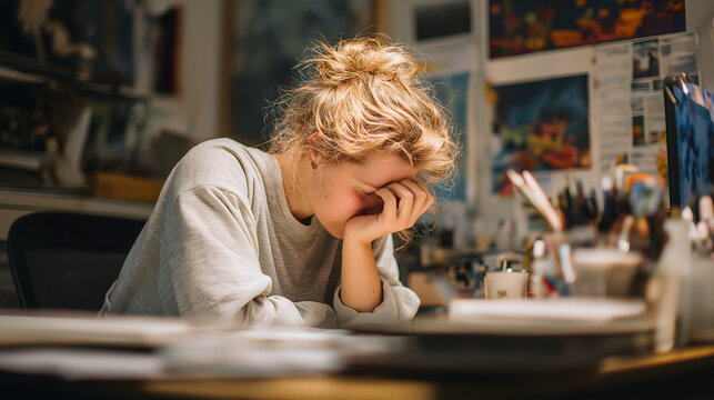 woman burnout at desk