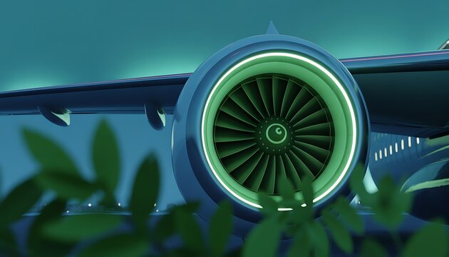 Modern Commercial Aircraft Turbofan Jet Engine Close Up Aviation Technology