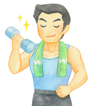 ダンベルでトレーニングする男性06