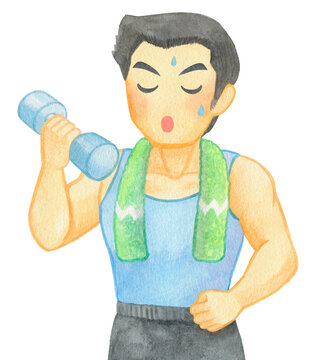 ダンベルでトレーニングする男性08