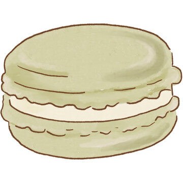 Watercolor Green Macaron Dessert Illustration Isolated PNG