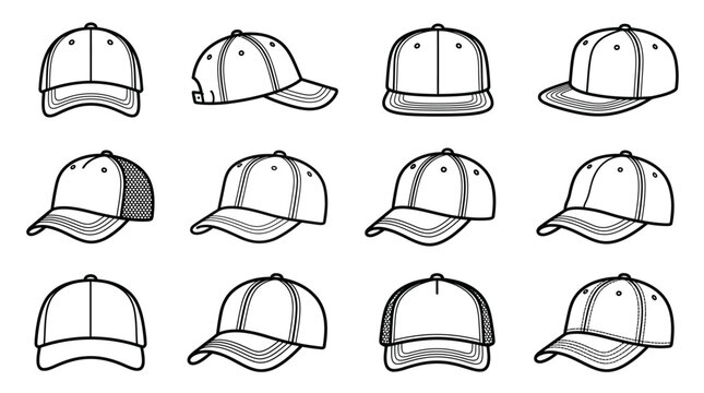 Collection of various baseball caps.