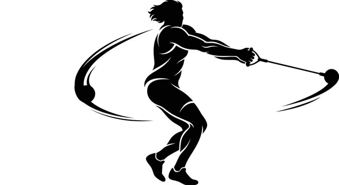 Hammer Throw Athlete Silhouette - Dynamic Sports Illustration