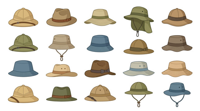 Variety of colorful bucket hats.