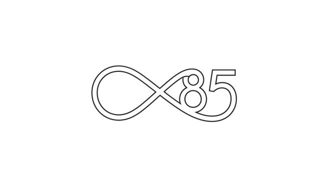 Infinity symbol with number eighty five.