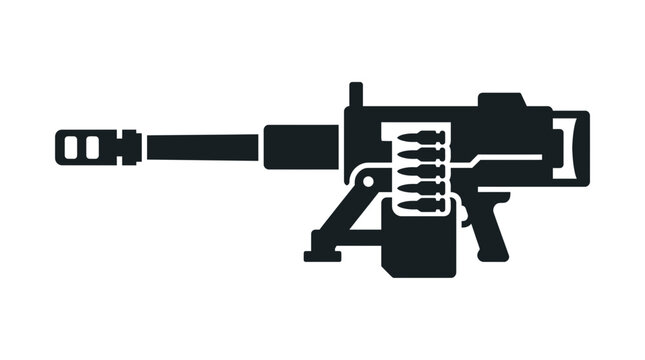 Silhouette of a heavy machine gun, weapon icon, military equipment