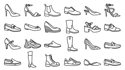Obraz premium Collection of various stylish footwear designs.