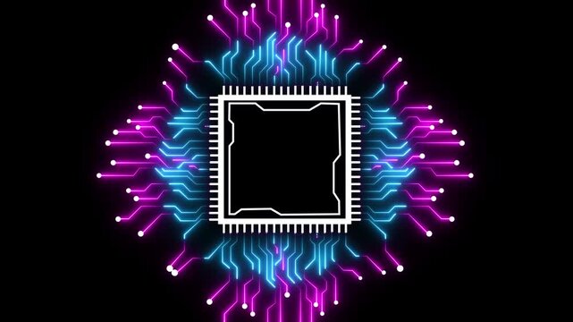 Electronic board Digital Data moving Computer AI chip CPU Circuit Board Artificial intelligence AI, data mining backgrounds. modern Computer Processing data. Motherboard digital chip
