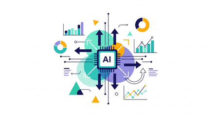 Fototapeta premium Artificial intelligence concept. AI technology with data analysis. Machine learning illustration