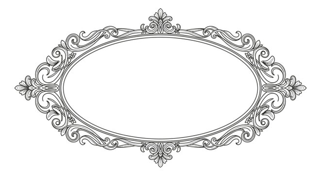 Intricate Oval Ornate Frame Border Design.