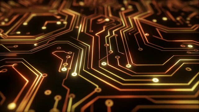 白い光が走る近未来的な回路基板パターン