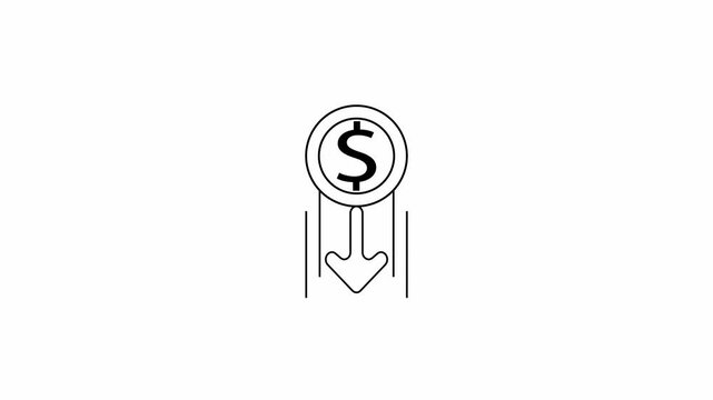 The value of the dollar is falling. The concept of the dollar currency.