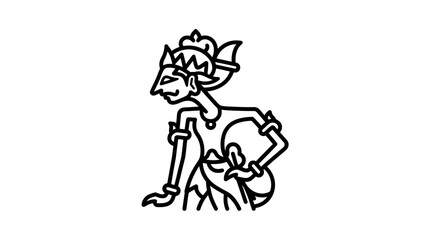 Obraz premium Indonesian Wayang Kulit Puppet Icon Line Art