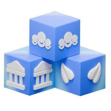3D ESG Framework Cubes with Environmental Social and Governance Icons