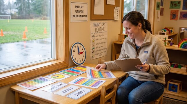 Woman Planning Summer Childcare Camps & Activity Schedules