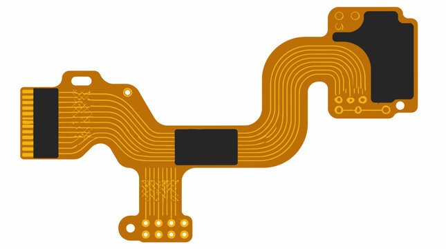 Flexible printed circuit board ribbon cable for electronics.