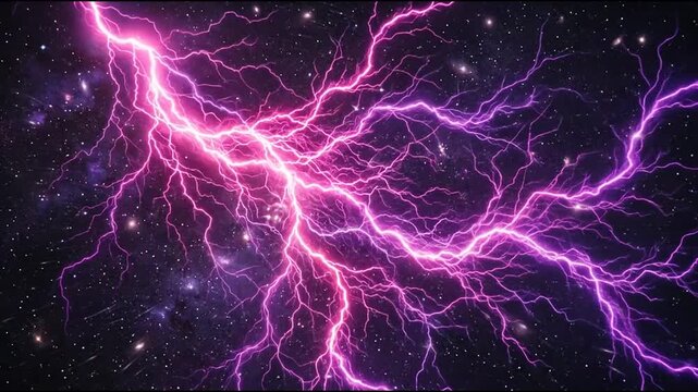 Cosmic pink lightning discharge in deep space
