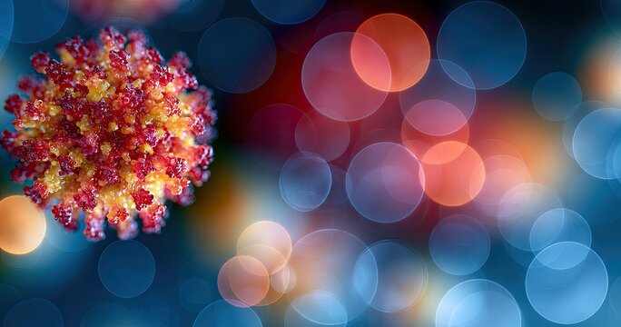 3D Render of a Virus Particle with Bokeh Background.