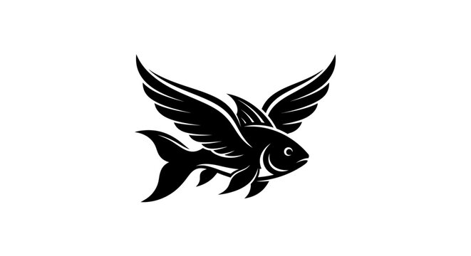 Black Fish with Wings Logo.