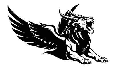 Obraz premium Winged Lion Graphic Illustration.