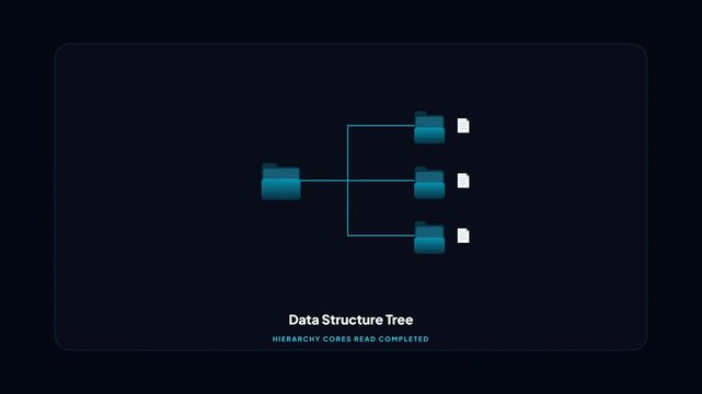 Data Structure Tree Folder Hierarchy Mapping Animation on Dark Background