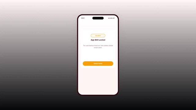 Light theme app locker mobile user interface displaying an application security timeout locked state screen mockup