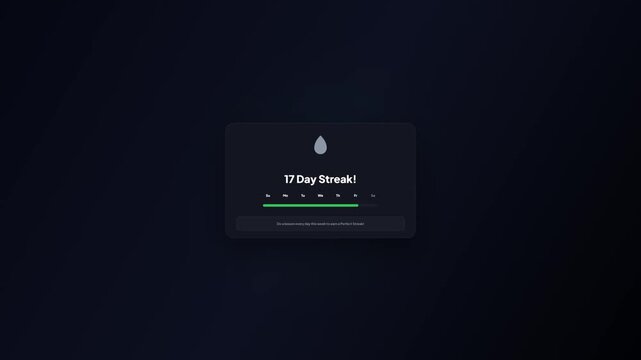 Gamification Day Streak Tracker Progress Widget Dark Mode Interface for EdTech or Fitness App UI Design