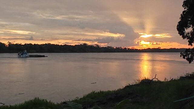 sunset over the river