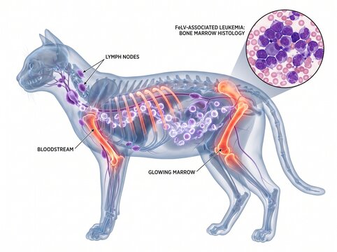 Anatomy of Cat with Feline Leukemia Virus FeLV Showing Bone Marrow Histology