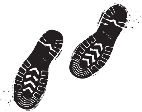 Pair of footprints with textured tread pattern on a white background view